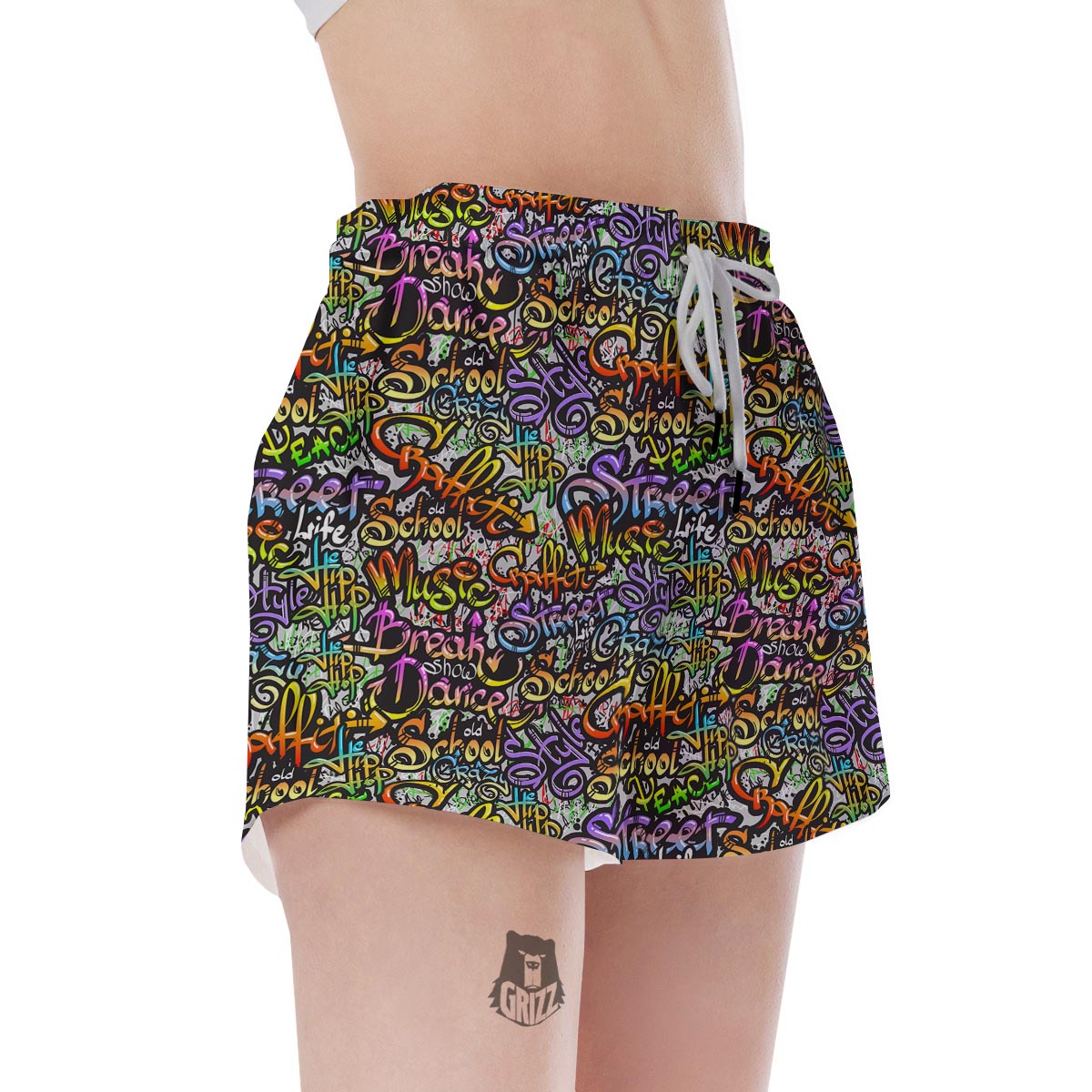 Airbrush Graffiti Print Women's Shorts-grizzshop