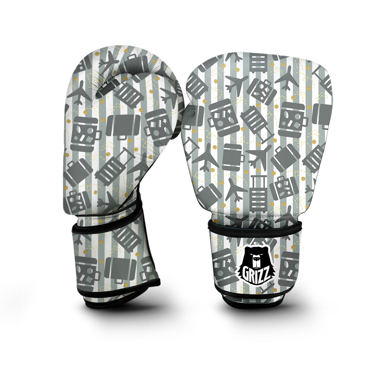 Airplane Luggage Pattern Print Boxing Gloves-grizzshop