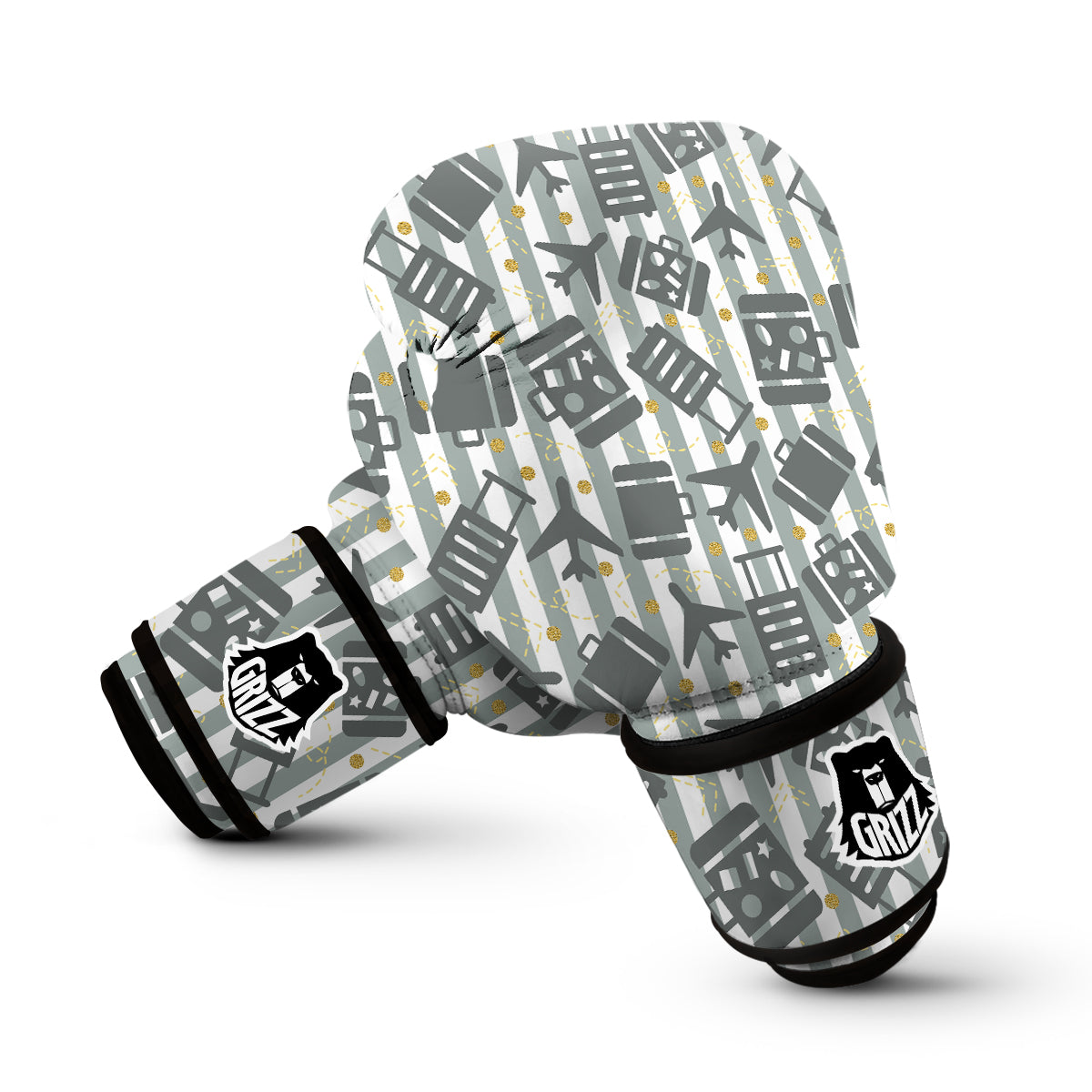 Airplane Luggage Pattern Print Boxing Gloves-grizzshop
