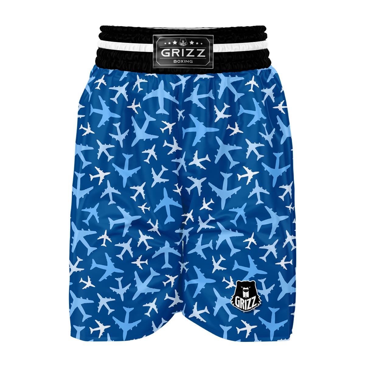 Airplane Pattern Print Boxing Shorts-grizzshop
