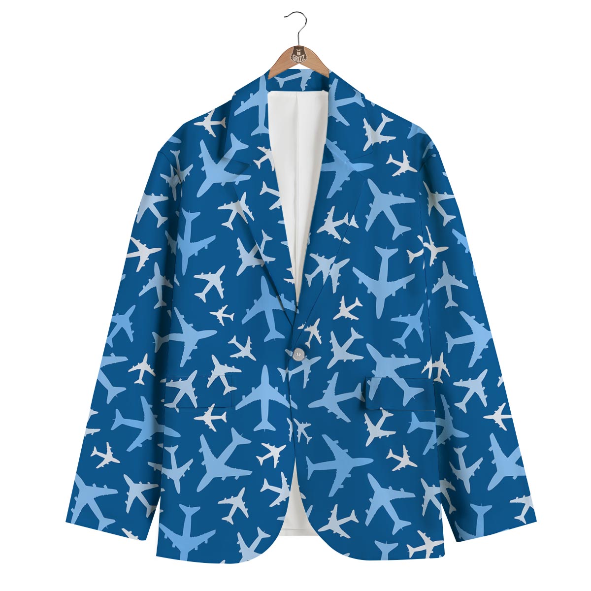 Airplane Pattern Print Men's Blazer-grizzshop