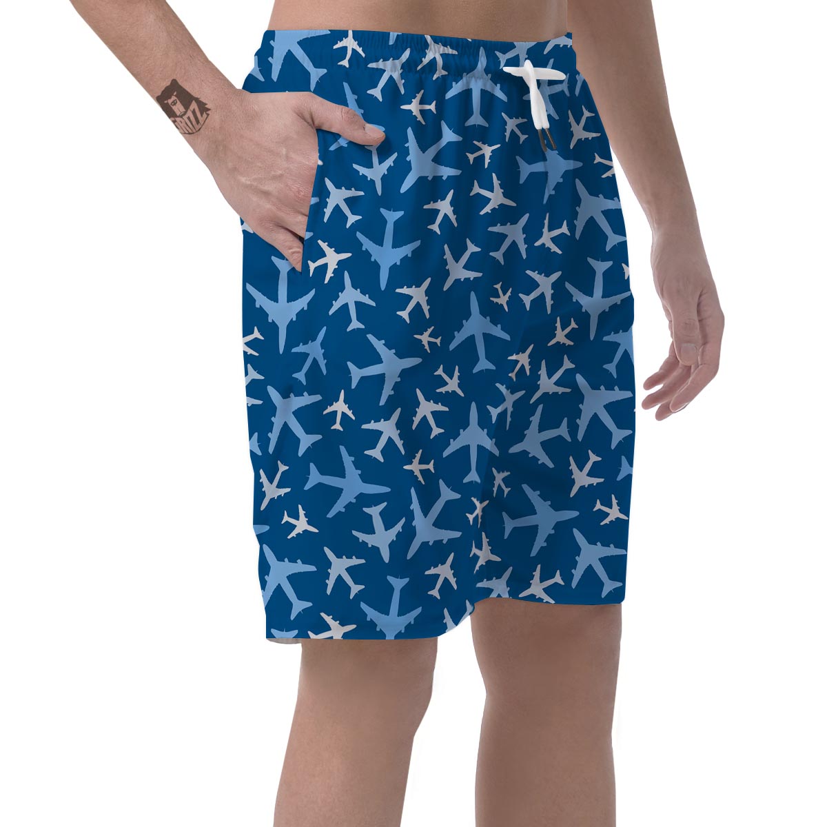 Airplane Pattern Print Men's Shorts-grizzshop