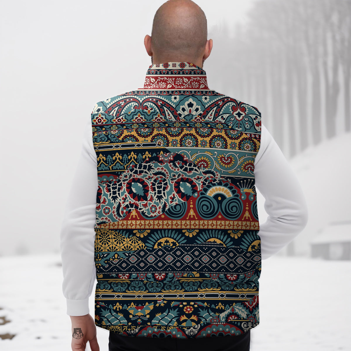 Airplane Print Pattern Down Vest-grizzshop