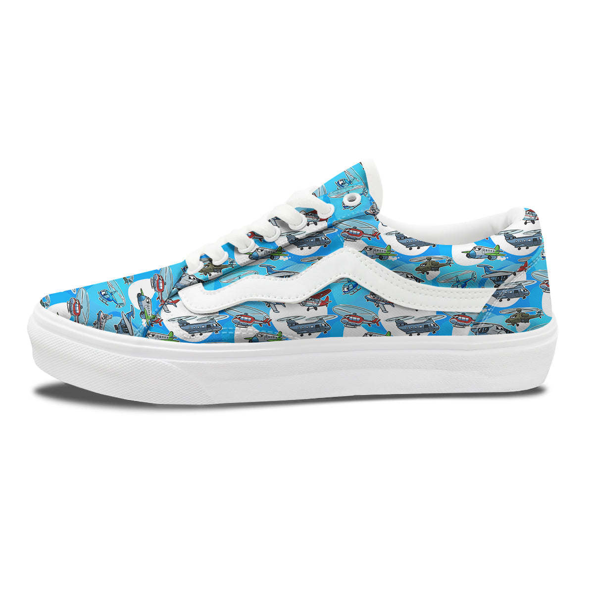 Airplanes And Helicopters Cartoon Print Pattern Skate Shoes-grizzshop