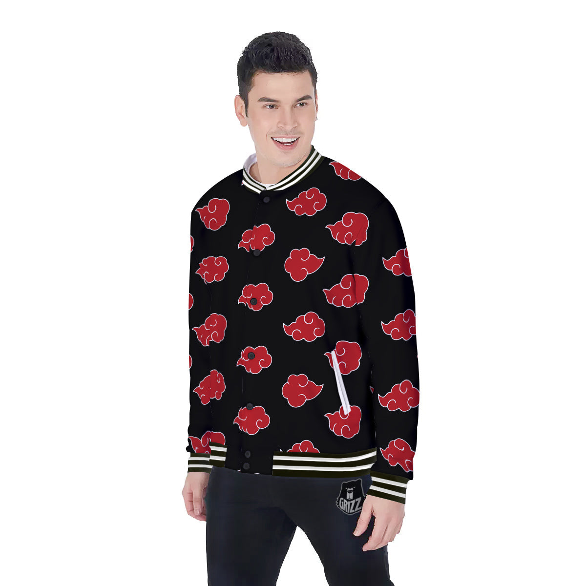 Akatsuki Print Pattern Baseball Jacket-grizzshop