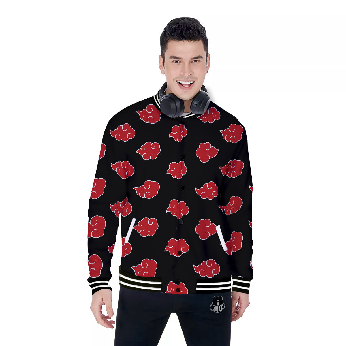 Akatsuki Print Pattern Baseball Jacket-grizzshop