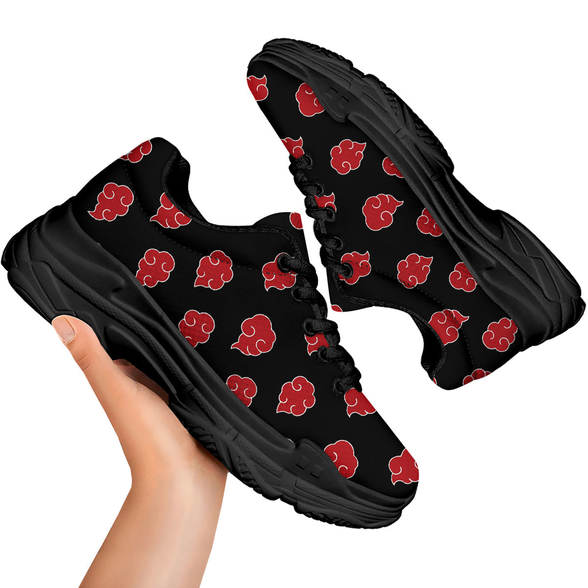 Akatsuki Print Pattern Black Chunky Shoes-grizzshop