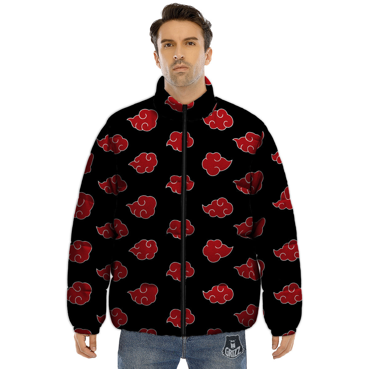 Akatsuki Print Pattern Puffer Jacket