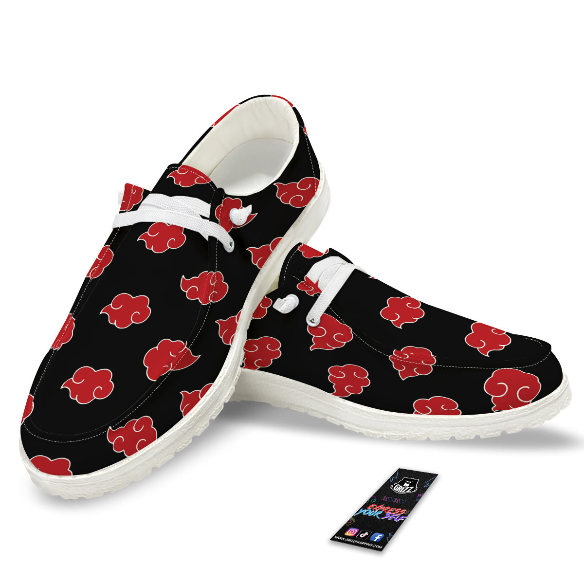 Akatsuki Print Pattern White Loafers