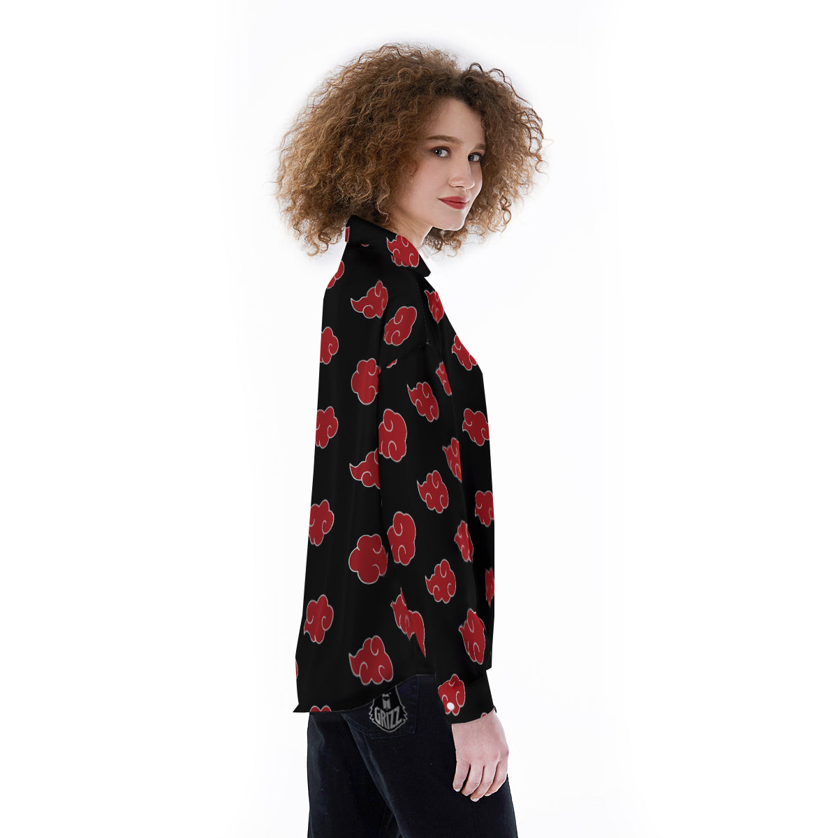 Akatsuki Print Pattern Women's Long Sleeve Shirts-grizzshop