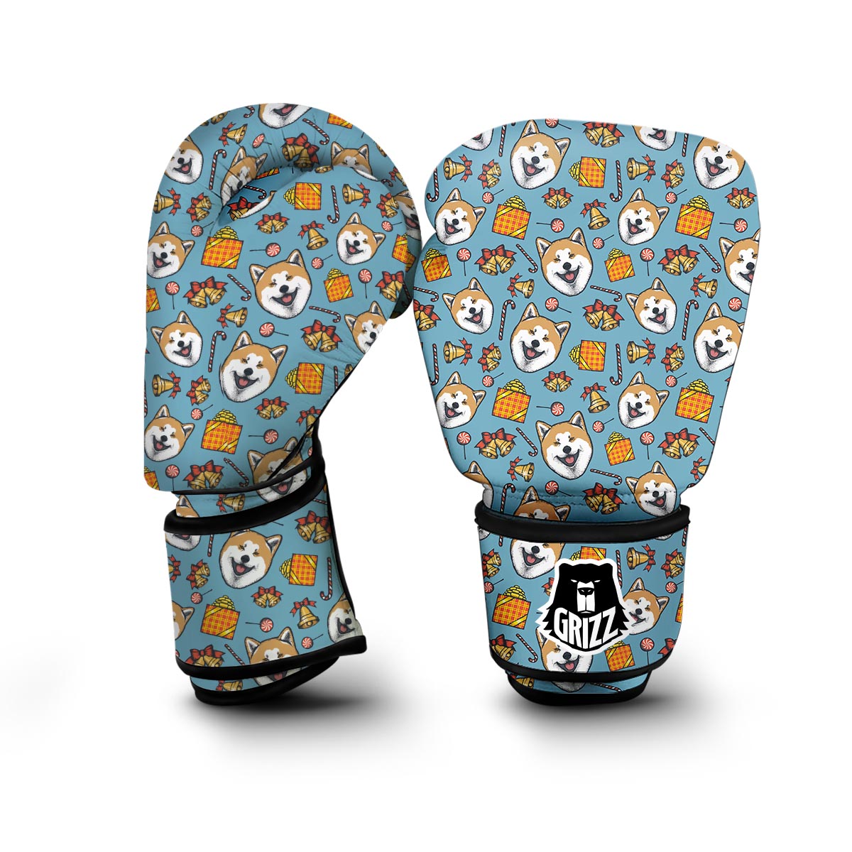 Akita Dog Pattern Print Boxing Gloves-grizzshop