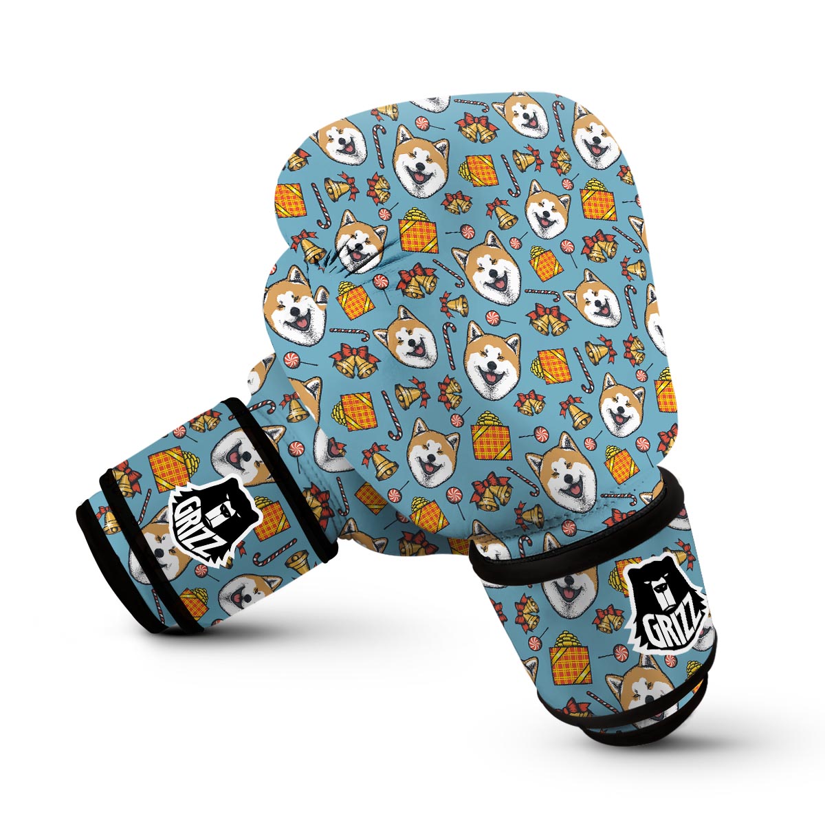 Akita Dog Pattern Print Boxing Gloves-grizzshop