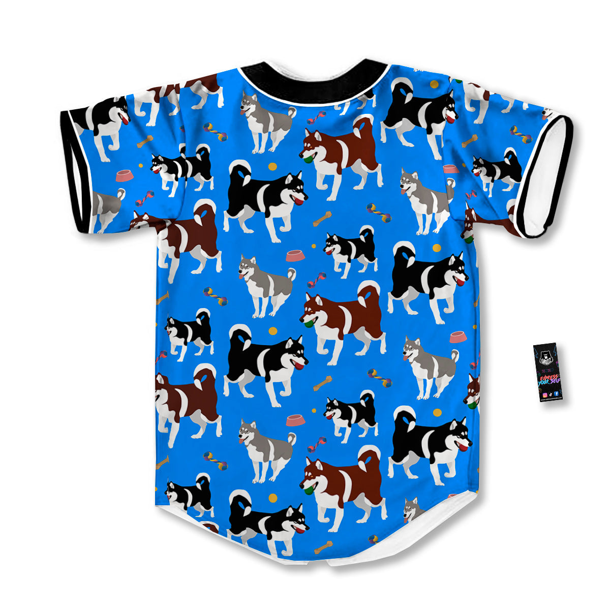 Alaskan Malamute Print Pattern Baseball Jersey-grizzshop