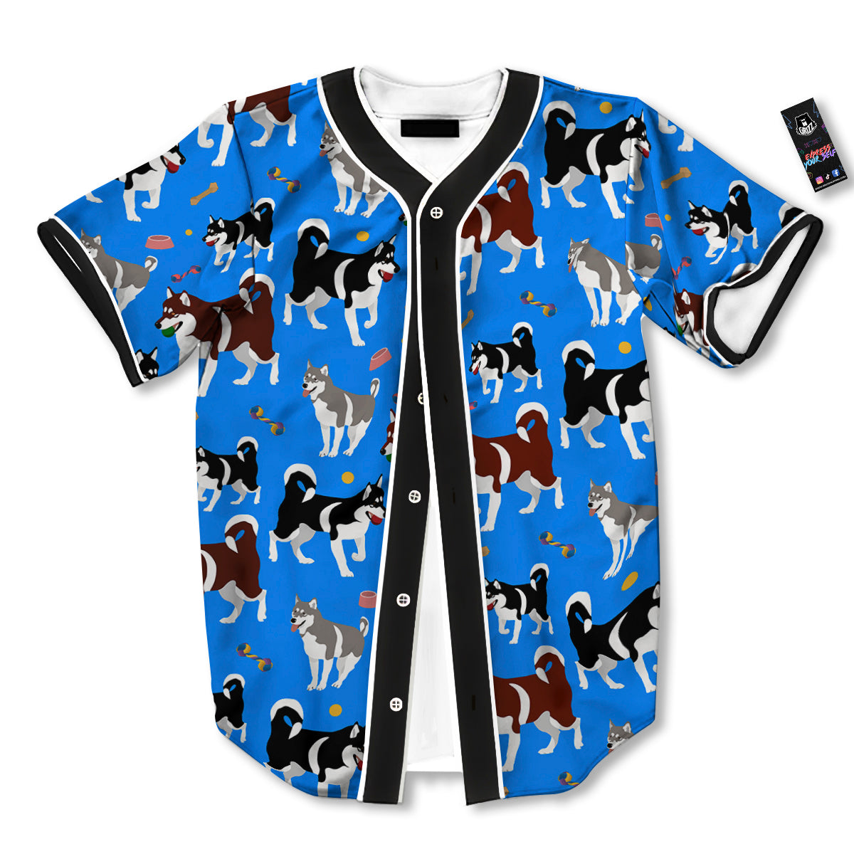 Alaskan Malamute Print Pattern Baseball Jersey-grizzshop