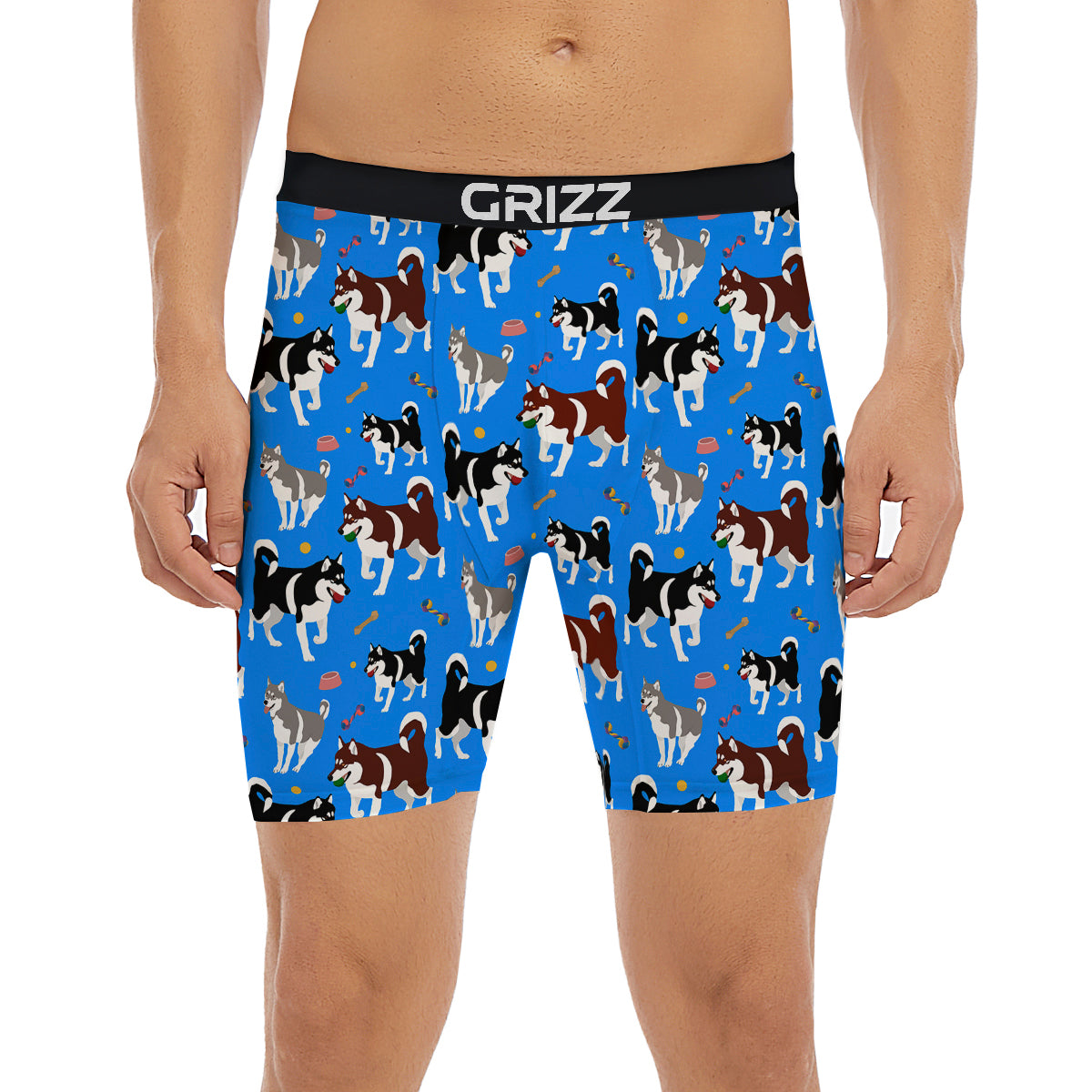 Alaskan Malamute Print Pattern Boxer Briefs-grizzshop