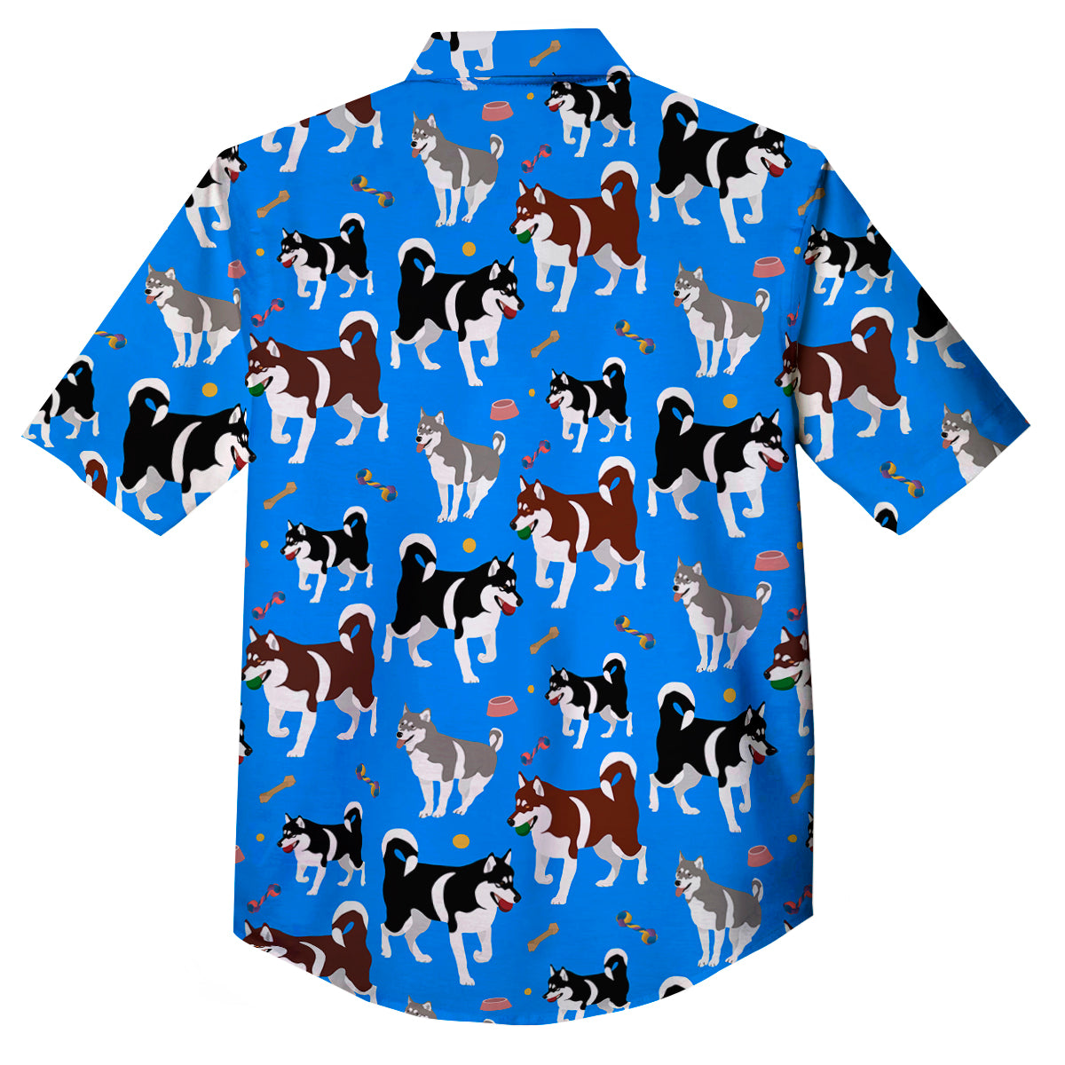 Alaskan Malamute Print Pattern Button Up Shirt-grizzshop