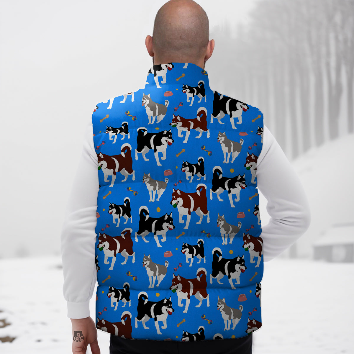 Alaskan Malamute Print Pattern Down Vest-grizzshop
