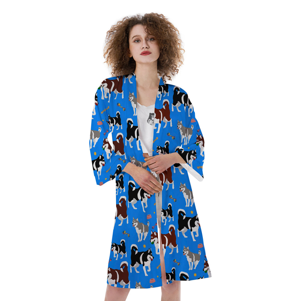 Alaskan Malamute Print Pattern Kimono-grizzshop