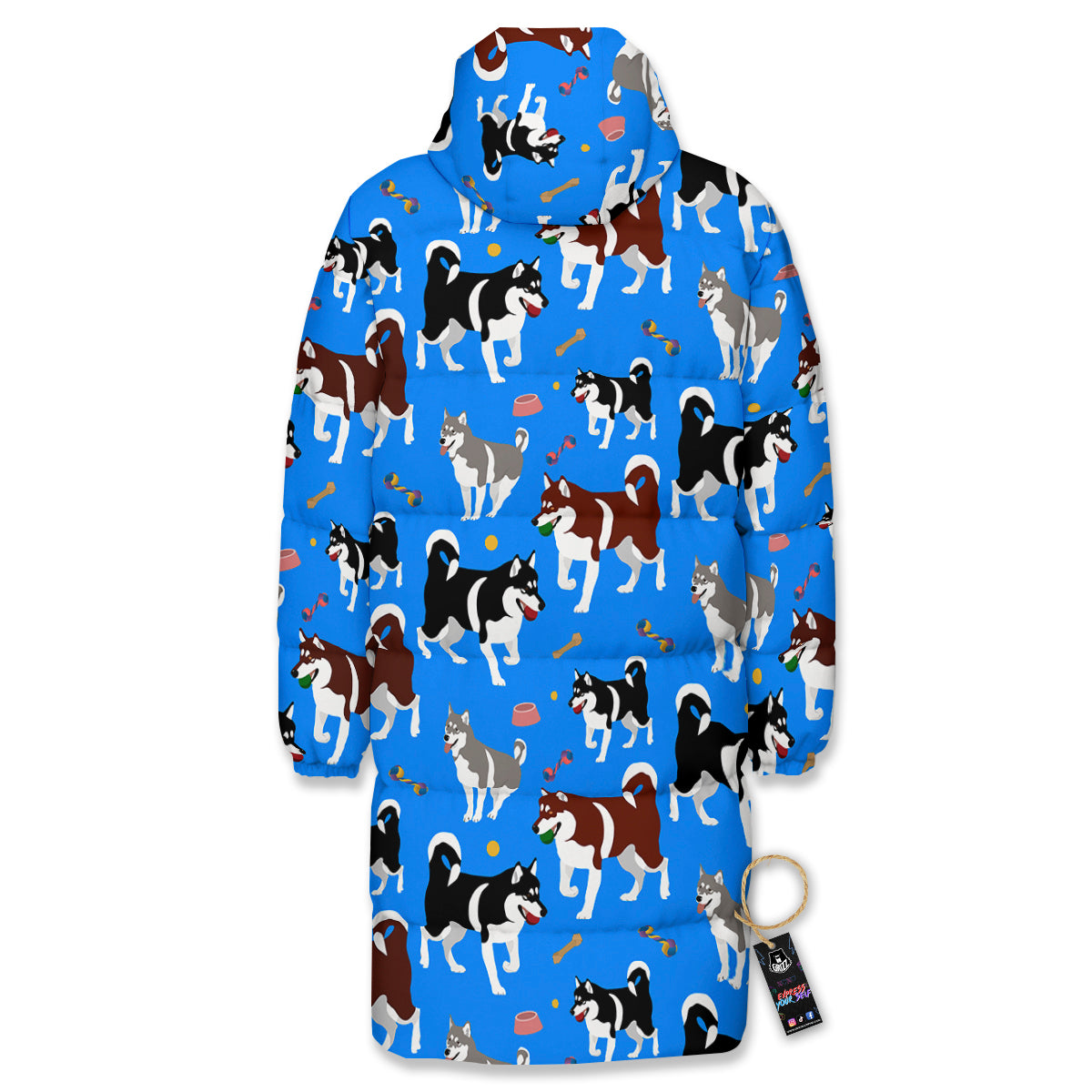 Alaskan Malamute Print Pattern Long Down Jacket-grizzshop