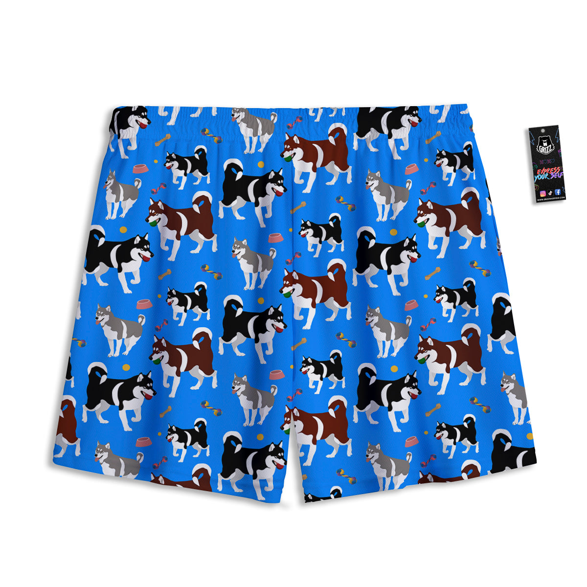 Alaskan Malamute Print Pattern Mesh Shorts-grizzshop