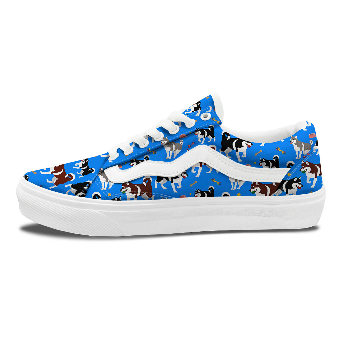 Alaskan Malamute Print Pattern Skate Shoes-grizzshop