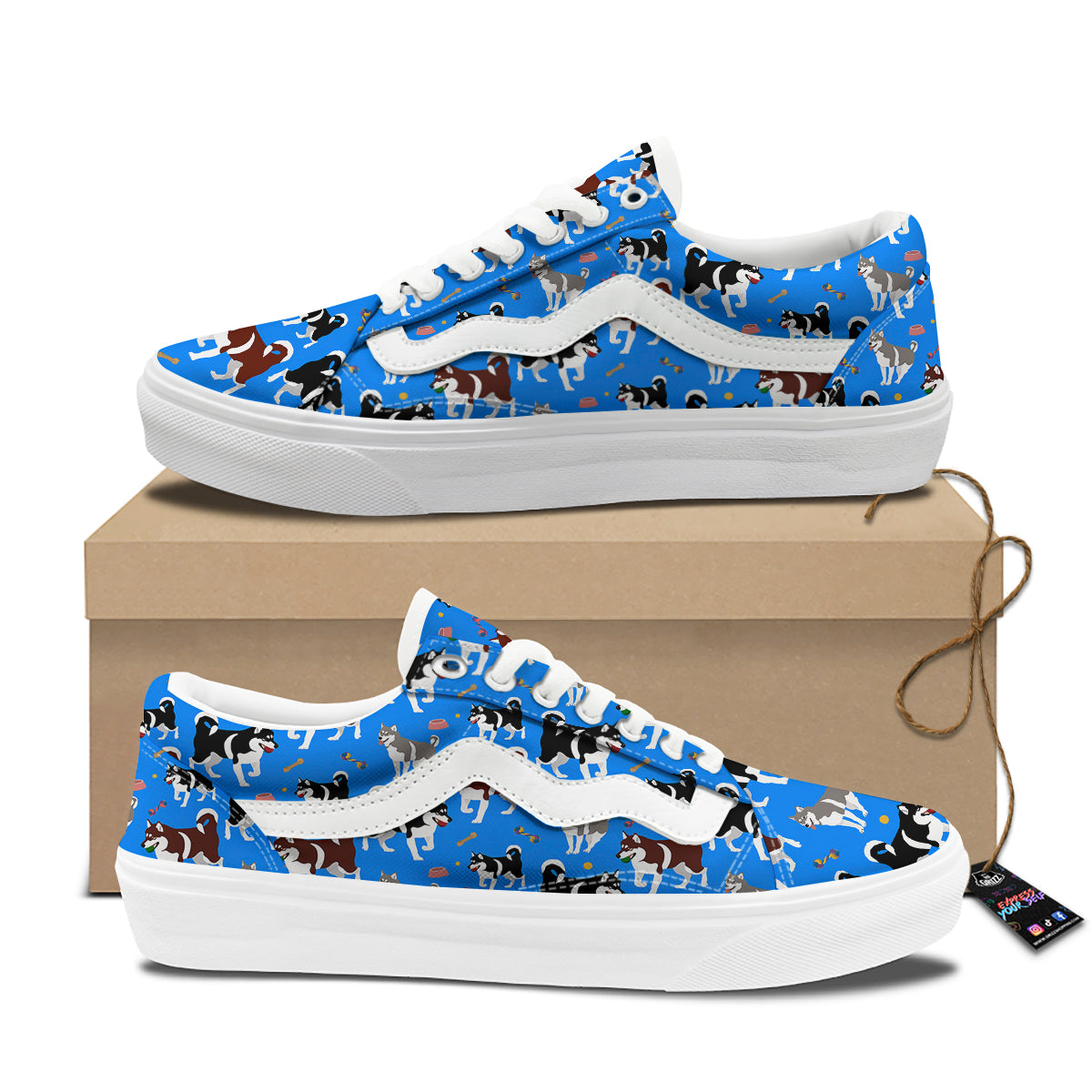 Alaskan Malamute Print Pattern Skate Shoes-grizzshop