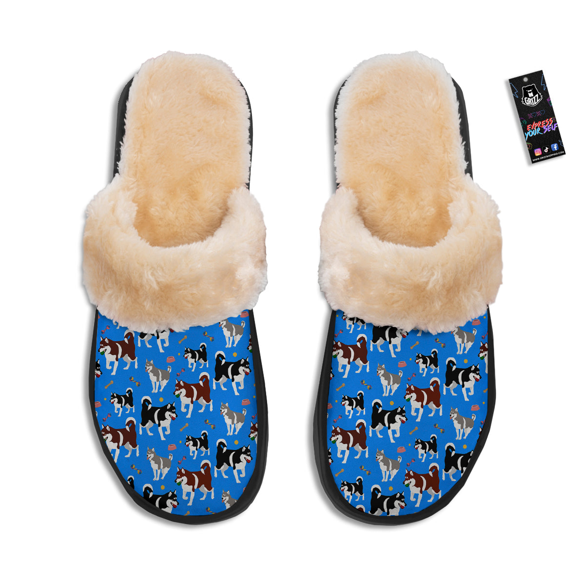 Alaskan Malamute Print Pattern Slippers-grizzshop