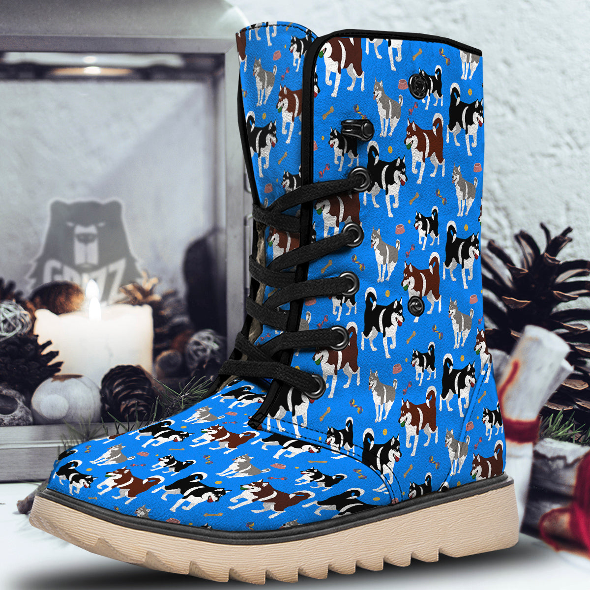 Alaskan Malamute Print Pattern Snow Boots-grizzshop