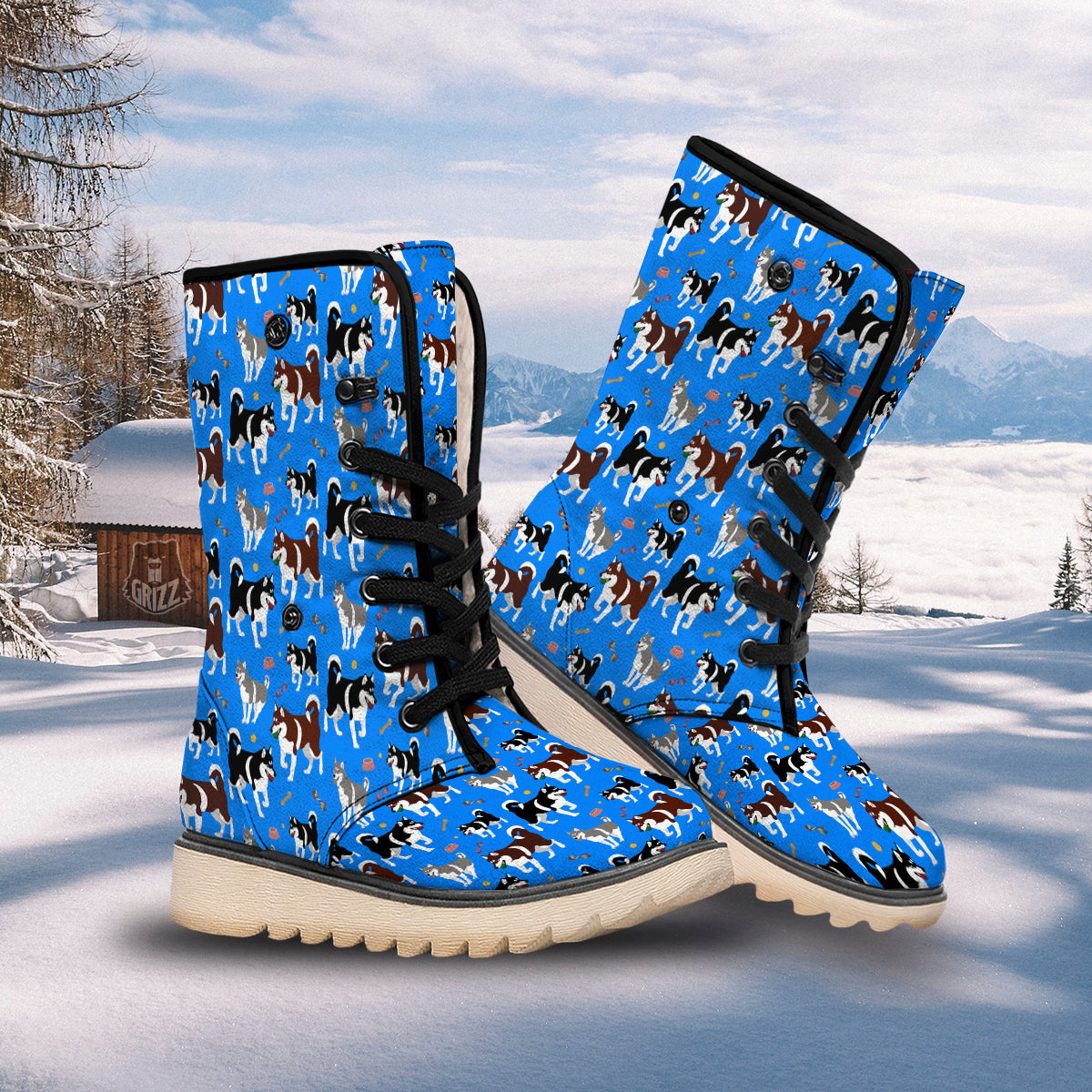 Alaskan Malamute Print Pattern Snow Boots-grizzshop