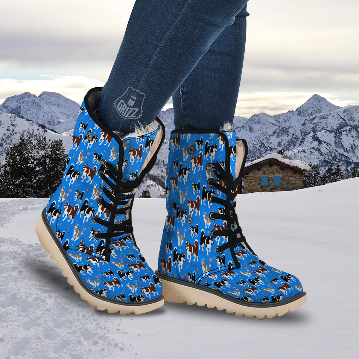 Alaskan Malamute Print Pattern Snow Boots-grizzshop