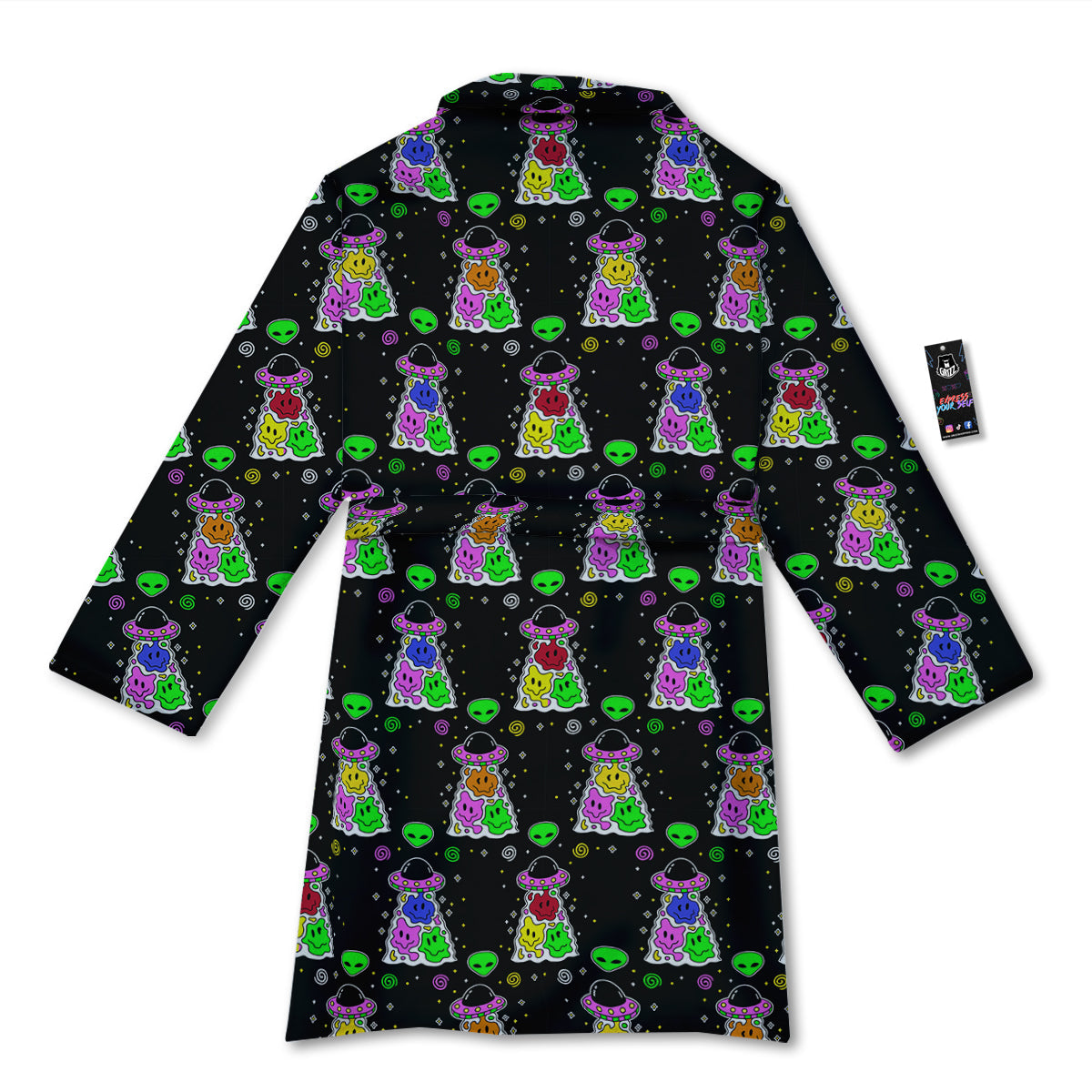 Alien And UFO Trippy Print Pattern Bathrobe-grizzshop