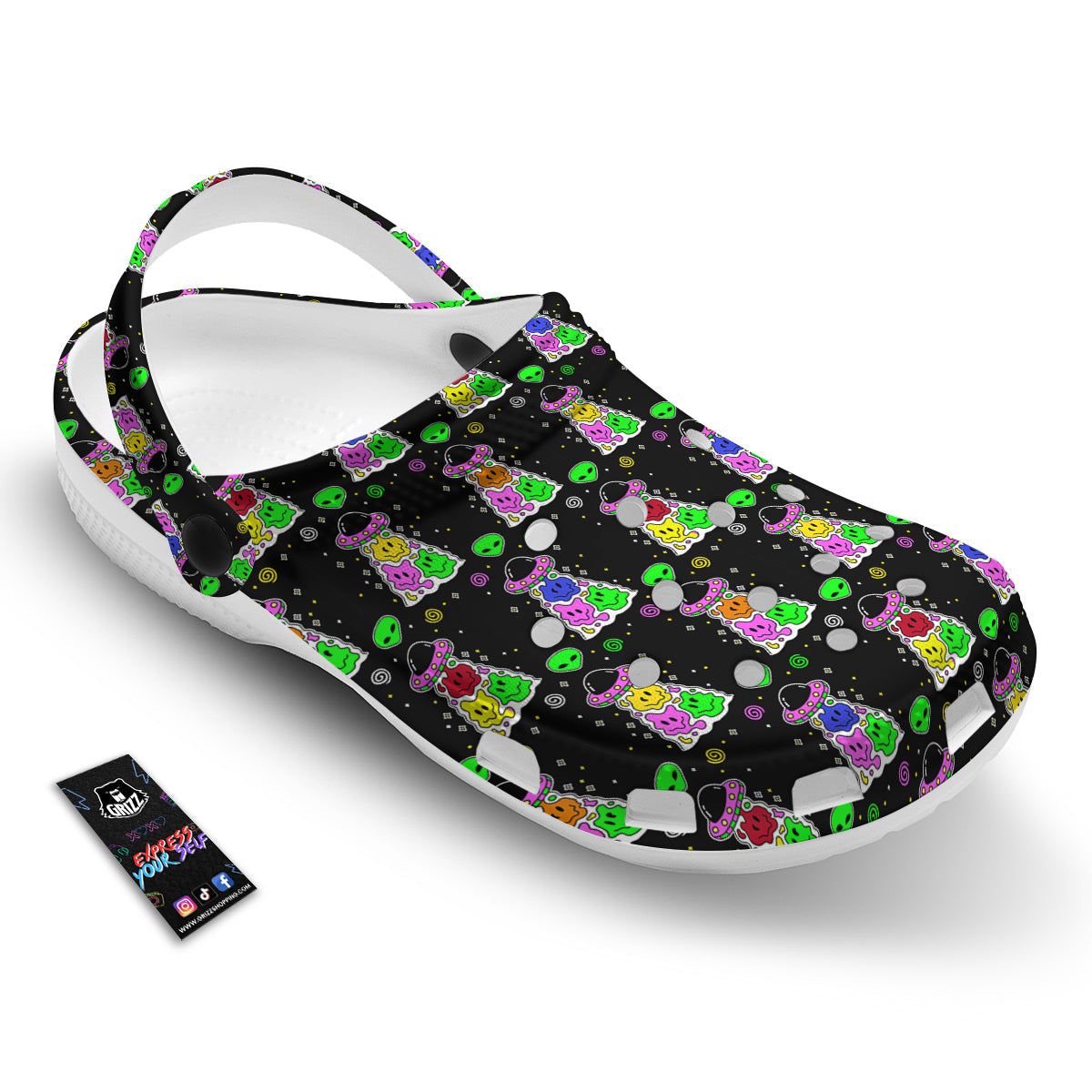 Alien And UFO Trippy Print Pattern Clog-grizzshop