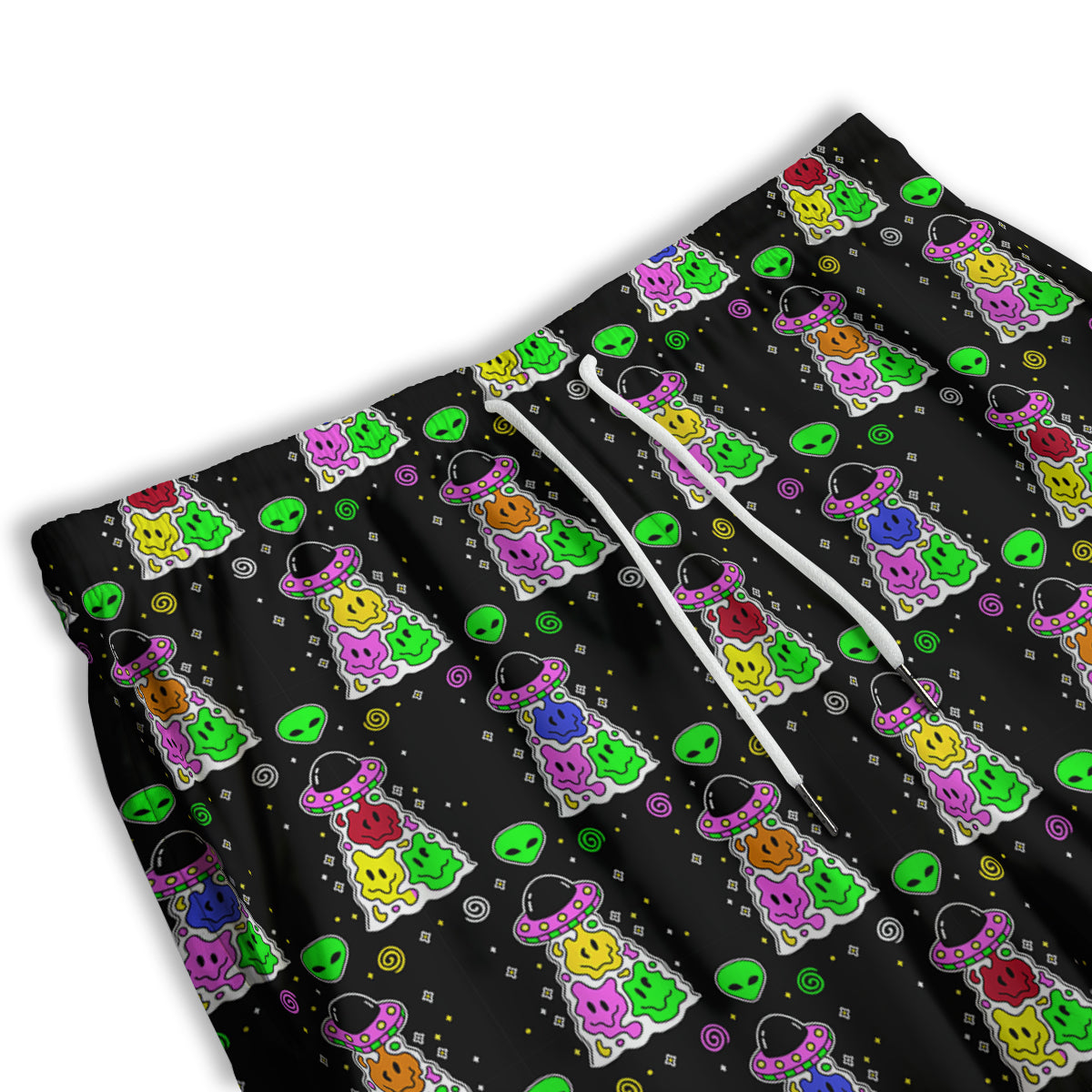 Alien And UFO Trippy Print Pattern Men's Athletic Shorts