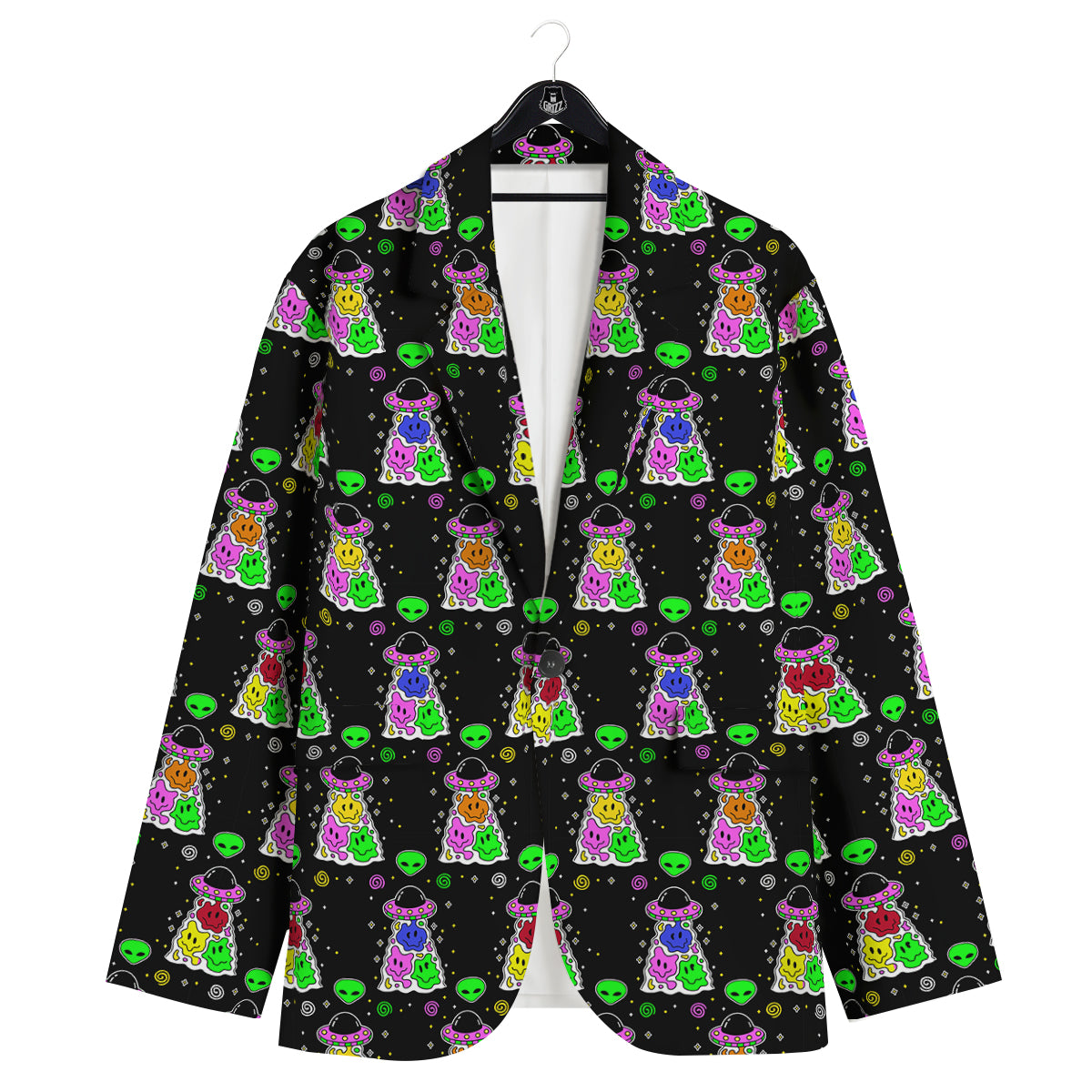 Alien And UFO Trippy Print Pattern Men's Sport Coat-grizzshop