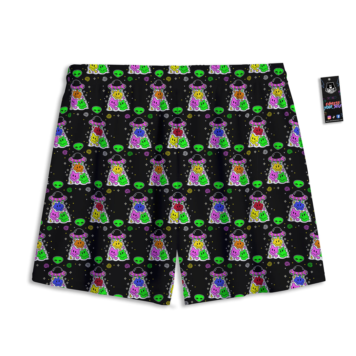 Aquarius Sign Black And Gold Print Mesh Shorts