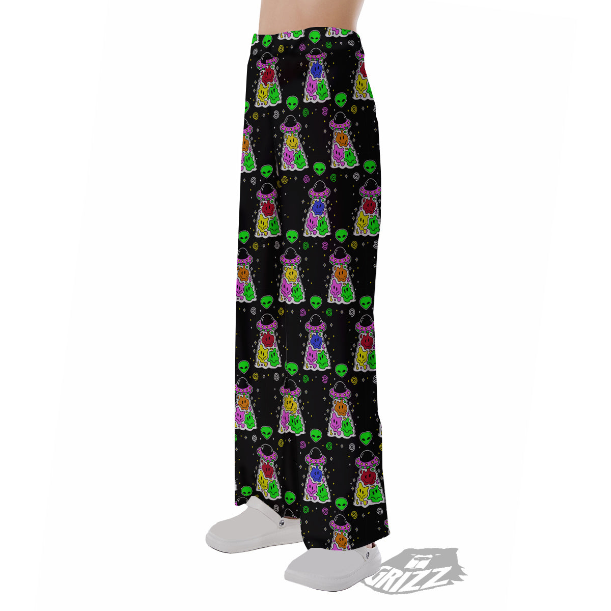 Alien And UFO Trippy Print Pattern Pajama Pants-grizzshop
