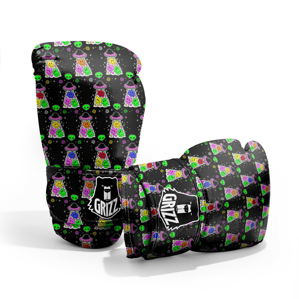 Alien And UFO Trippy Print Pattern Pro Boxing Glove