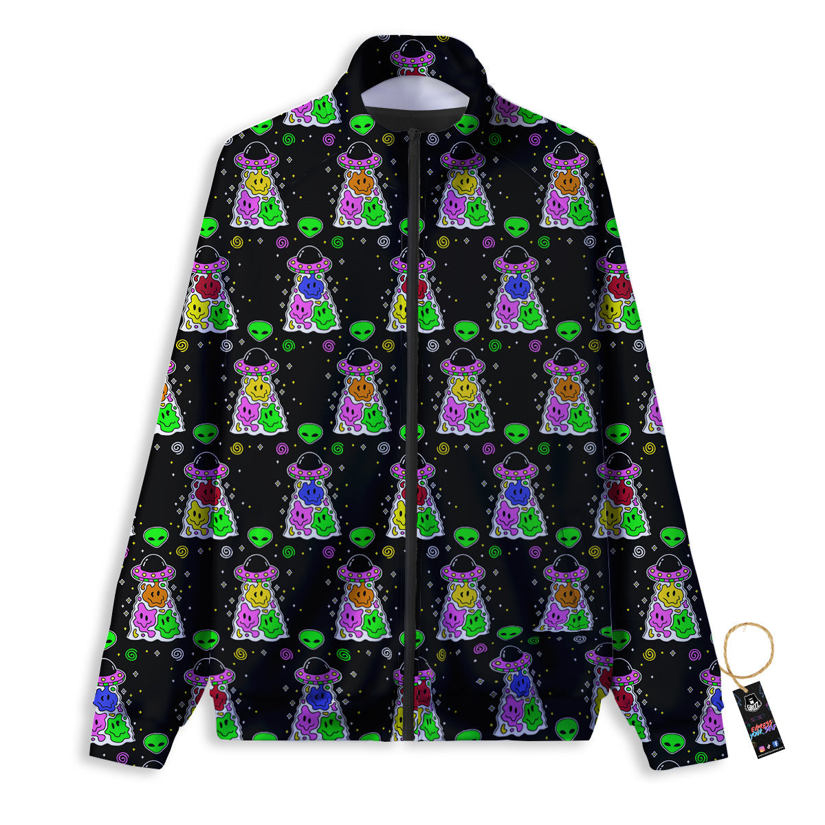 Alien And UFO Trippy Print Pattern Track Jacket-grizzshop