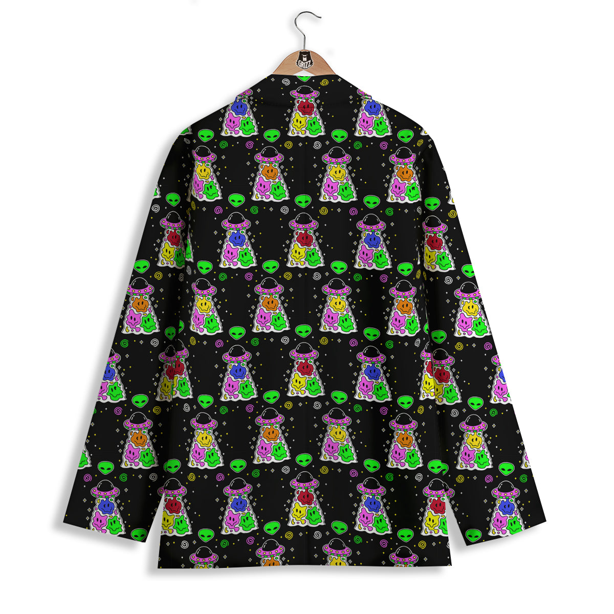 Alien And UFO Trippy Print Pattern Women's Blazer-grizzshop