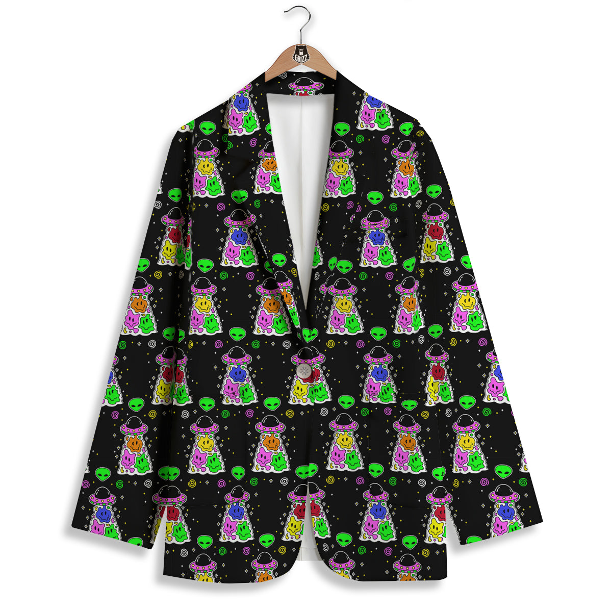 Alien And UFO Trippy Print Pattern Women's Blazer-grizzshop