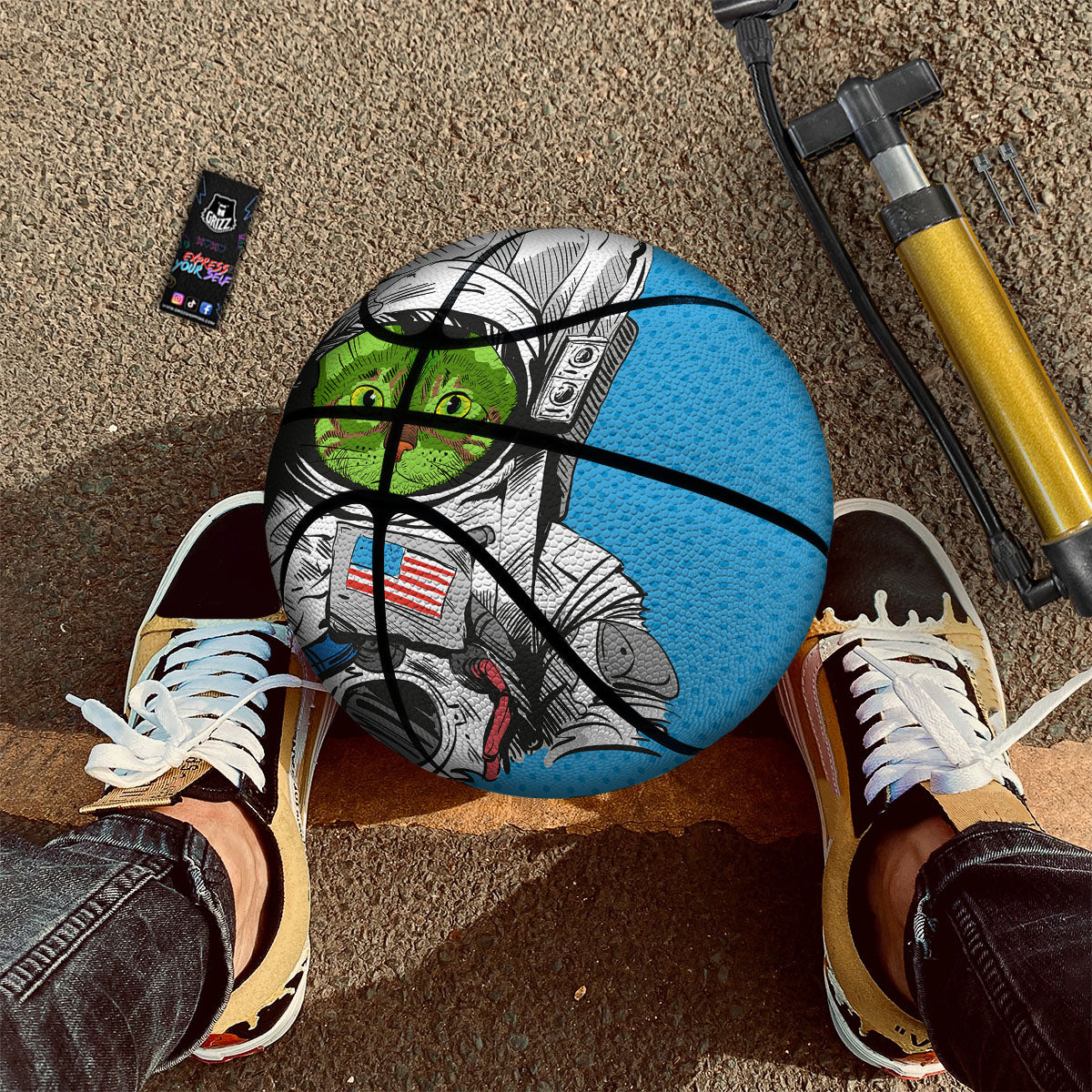Alien Cat Astronaut Print Basketball-grizzshop