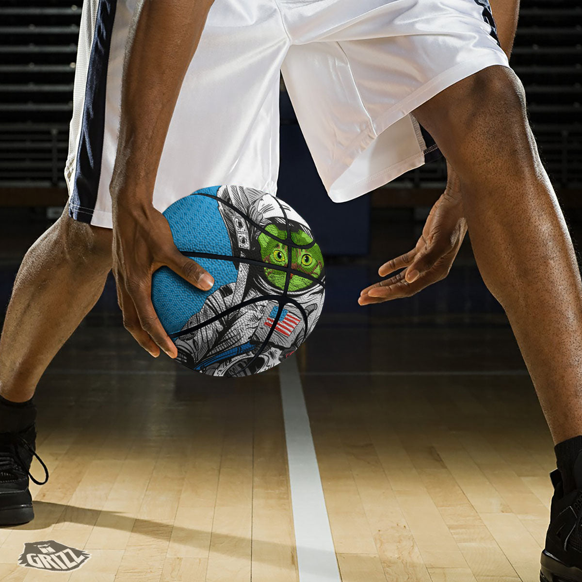 Alien Cat Astronaut Print Basketball-grizzshop