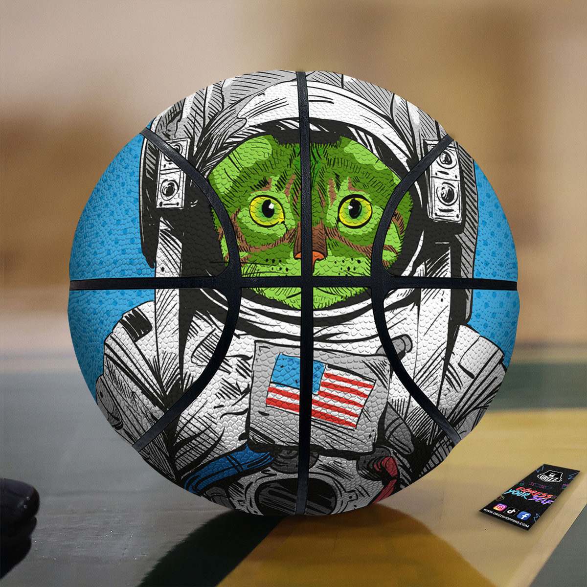 Alien Cat Astronaut Print Basketball-grizzshop