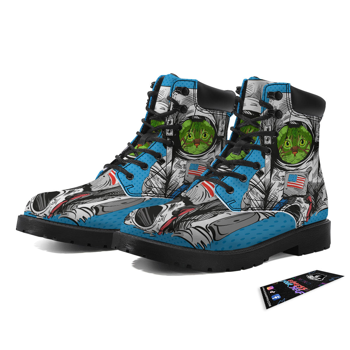 Alien Cat Astronaut Print Boots-grizzshop