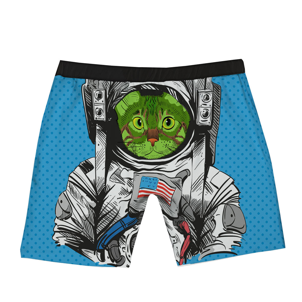 Alien Cat Astronaut Print Boxer Briefs-grizzshop