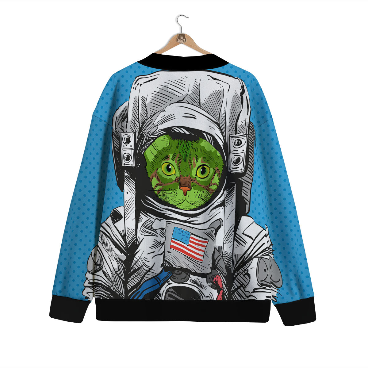 Alien Cat Astronaut Print Cardigan-grizzshop