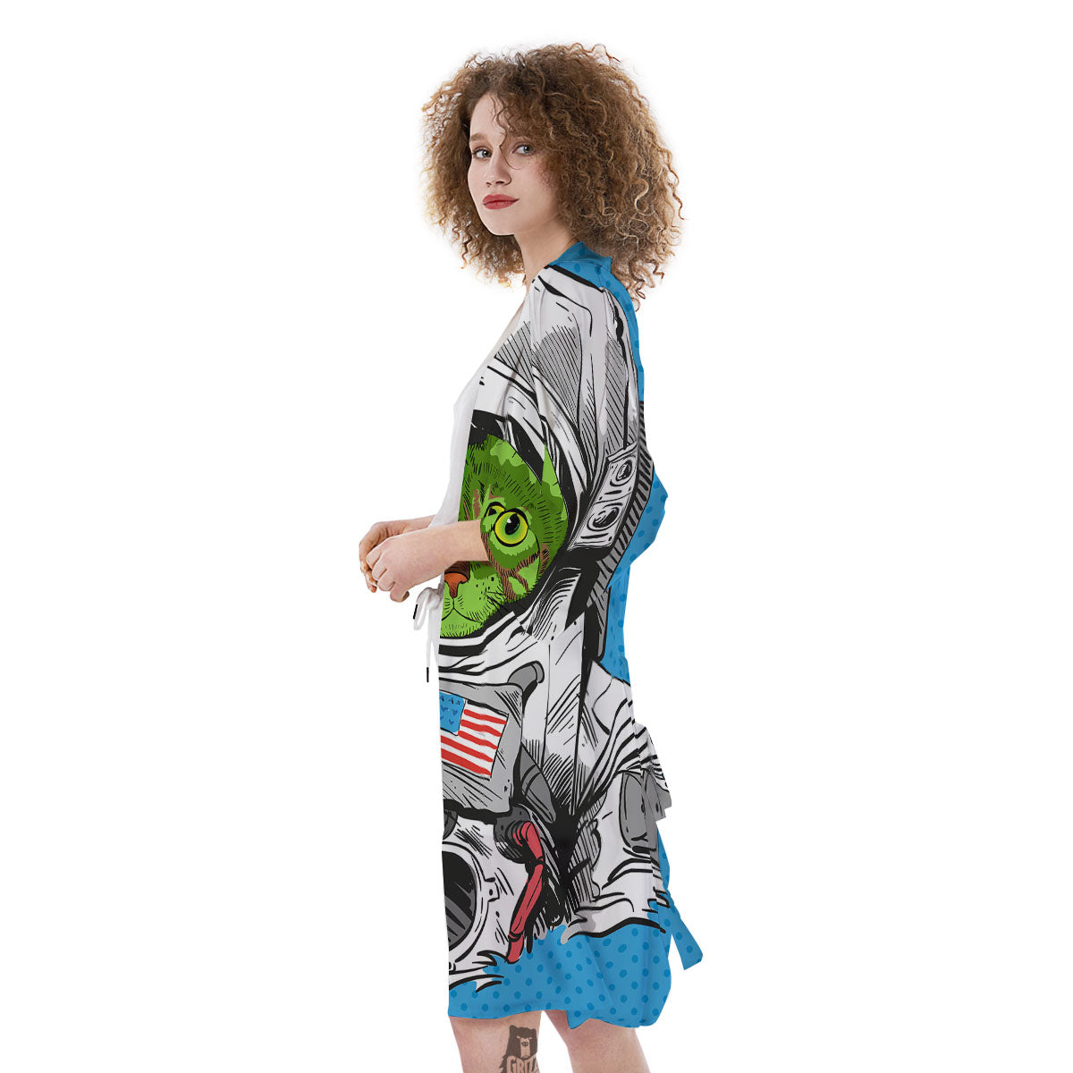 Alien Cat Astronaut Print Kimono-grizzshop