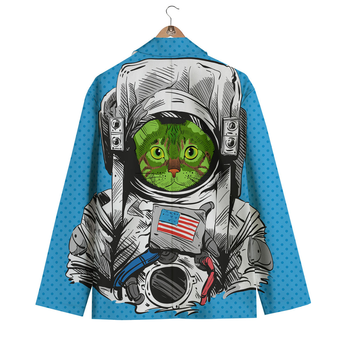 Alien Cat Astronaut Print Men's Blazer-grizzshop