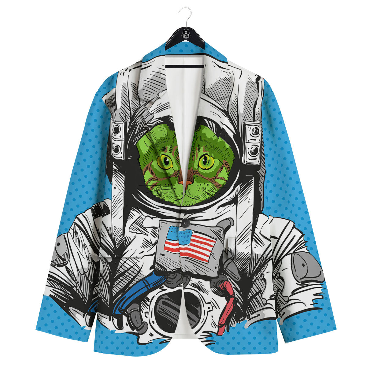 Alien Cat Astronaut Print Men's Sport Coat-grizzshop