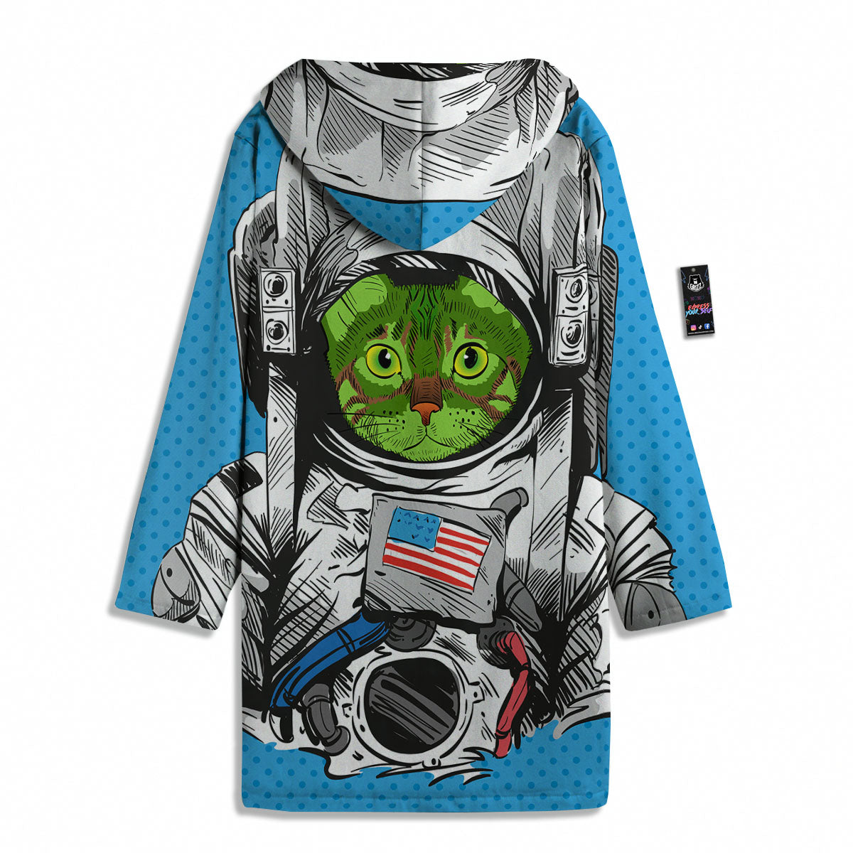 Alien Cat Astronaut Print Men's Windbreaker Jacket-grizzshop